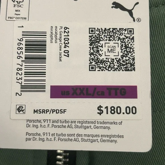 New men’s puma jacket 2XL Green $180 - Picture 4 of 7